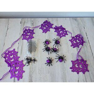 Purple‎ glitter spider Halloween Garland figurine sparkle set